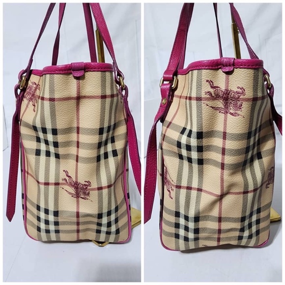 Authentic Burberry Haymarket Check Canterbury Tote Bag Beige/Pink - Picture 15 of 16